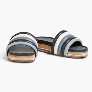 Tory Burch Women’s Quilted Platform Sandal Color Navy Light Blue Size 9